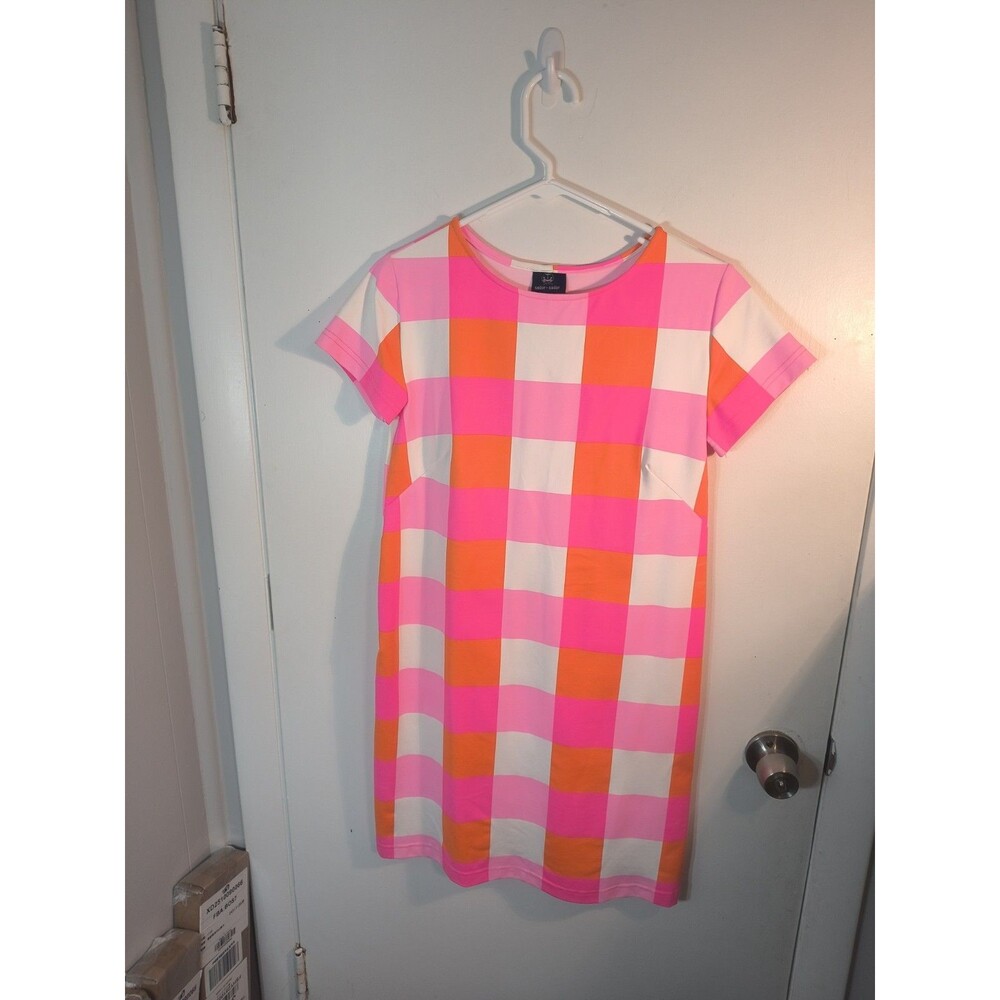 Sailor-Sailor Chatham Check Pink Orange Shift Dress Small S Gingham Resort Golf